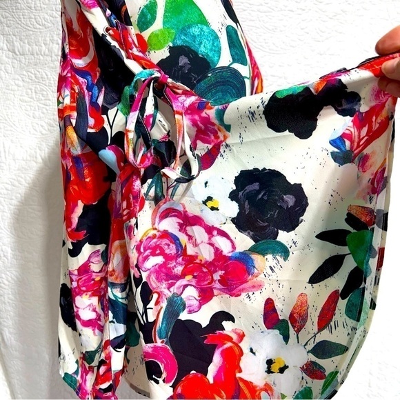 Orange Fashion Village Womens bright floral blouse, Size Large, #174 - Picture 9 of 12